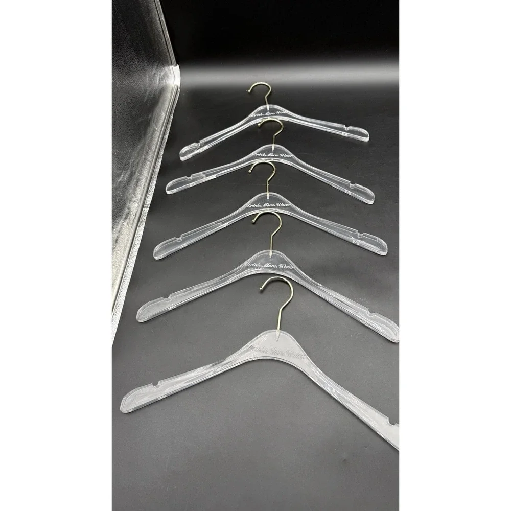 Acrylic Clear Lucite Hangers - 10Pack Matte Gold Hooks - Hangers
